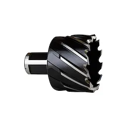 HSS Angular Cutter, a circular metal cutting tool with a hexagonal shank and multiple sharp-edged blades, used for precision drilling.