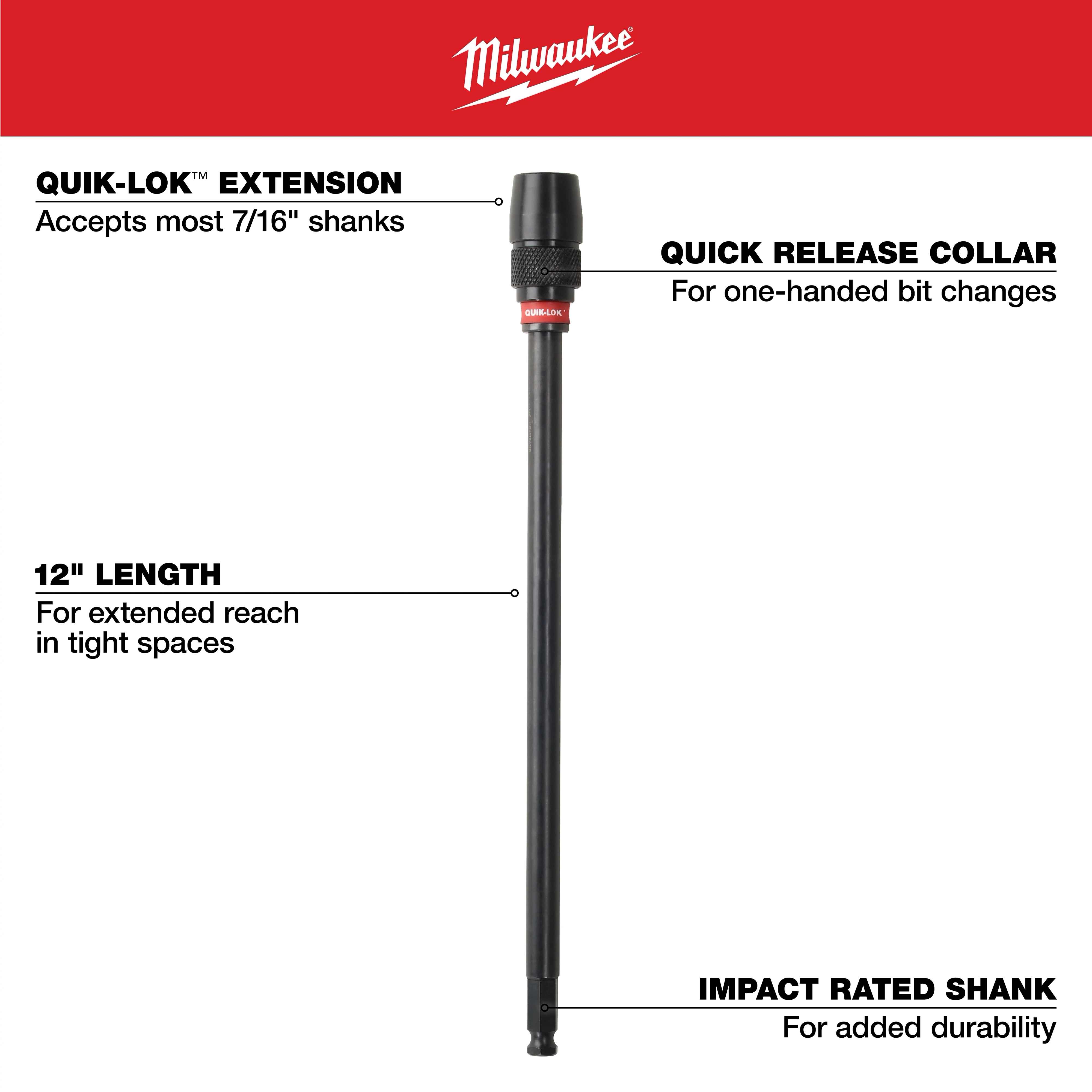 12 in. x 7/16 in. QUIK-LOK Universal Extension Bit