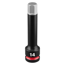 SHOCKWAVE Impact Duty 1/2" Drive 4" Hex 14mm Bit Socket standing upright on a plain background.