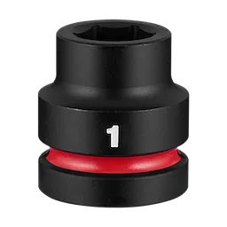 SHOCKWAVE Impact Duty 1" Drive 1" Standard 6 Point Socket standing upright with a red ring near the base.