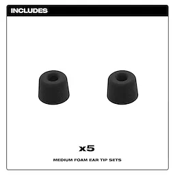 Includes 5 medium foam ear tip sets
