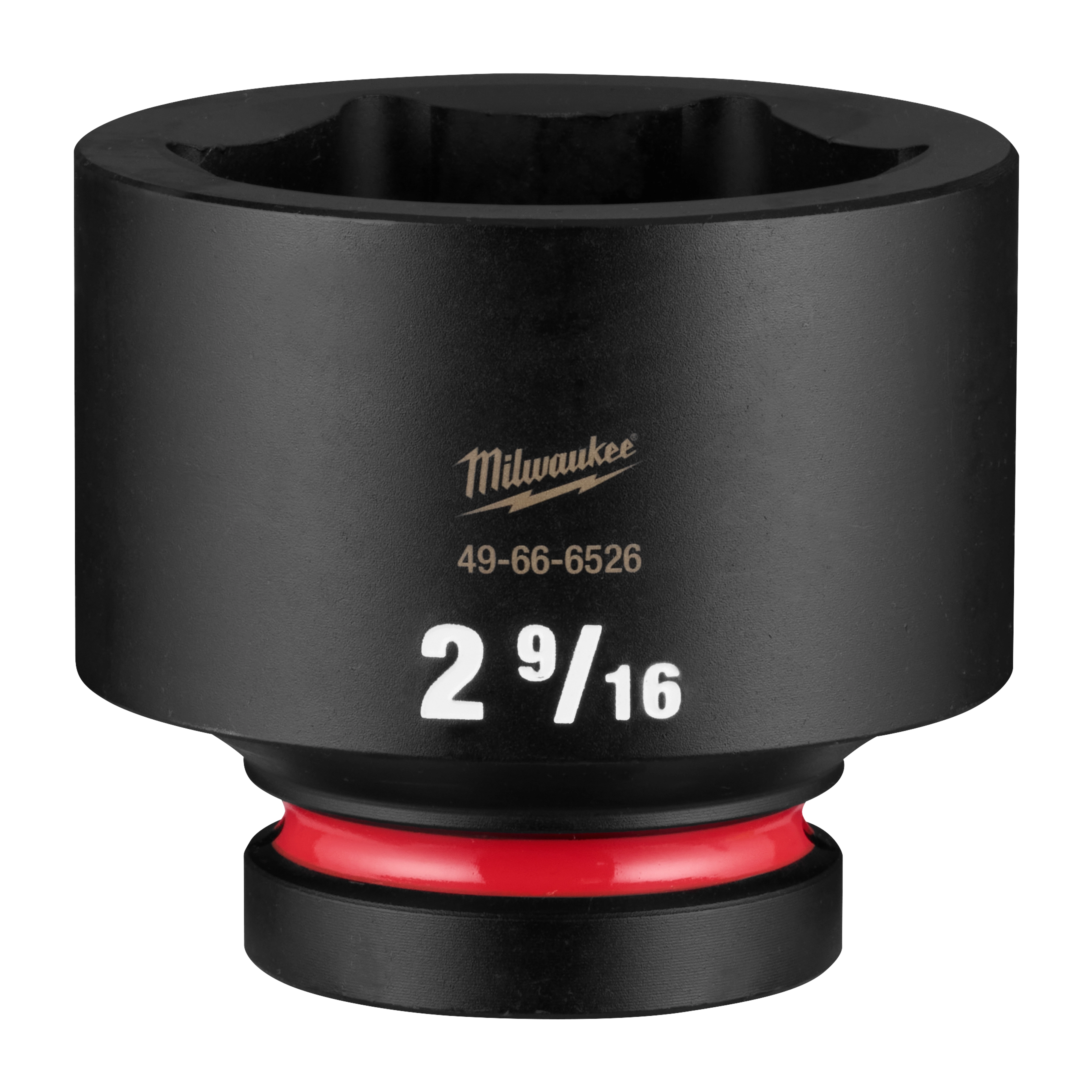 SHOCKWAVE Impact Duty 1" Drive 2-9/16" Standard 6 Point Socket standing upright with size markings visible.