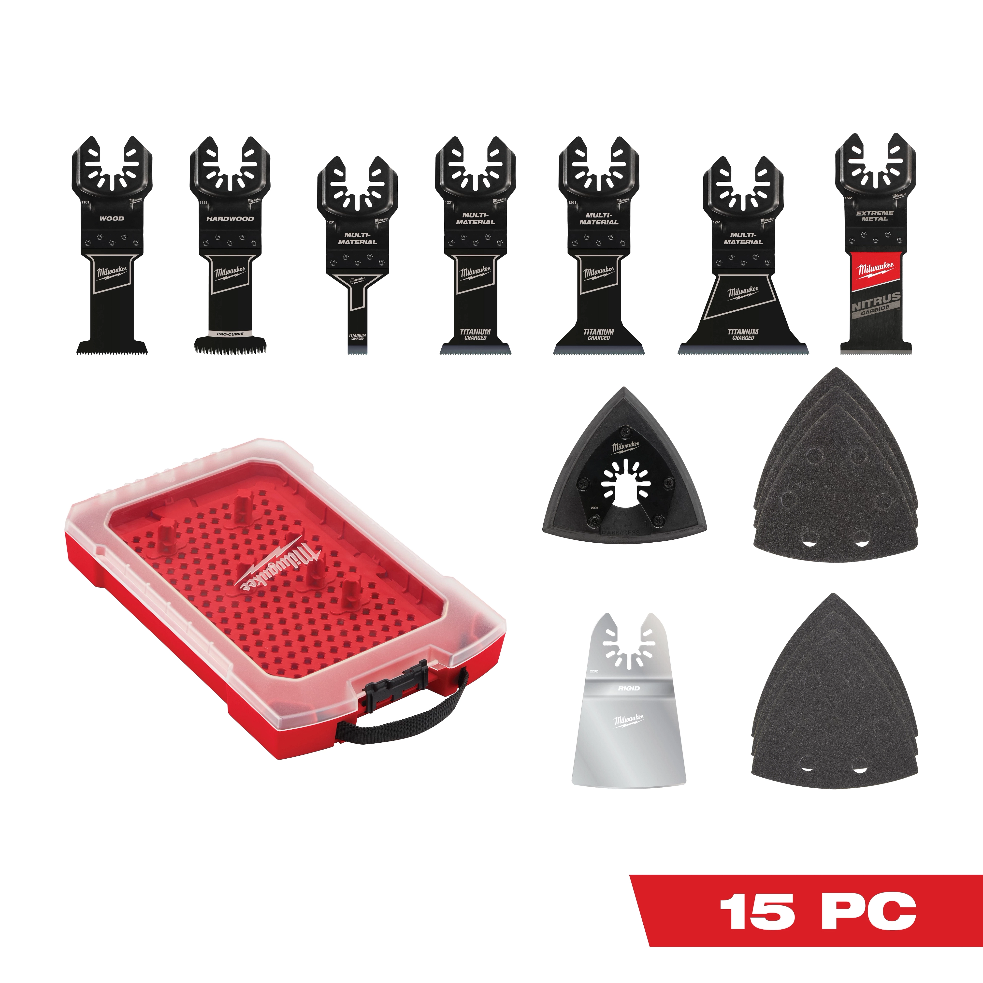 OPEN-LOK™ 15 PC Oscillating Multi-Tool Blade Set Milwaukee Tool - Main Image