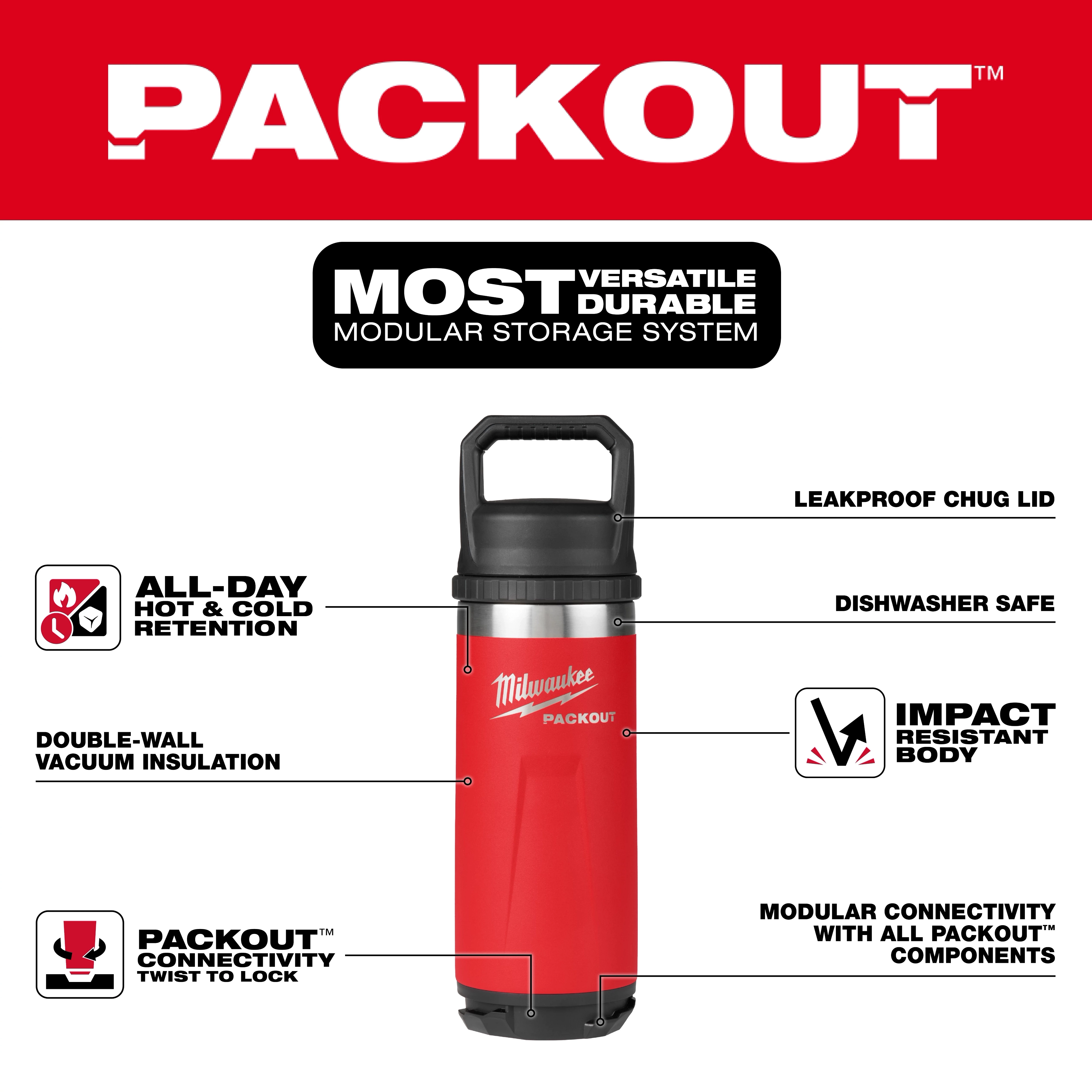 PACKOUT™ 18oz Insulated Bottle with Chug Lid