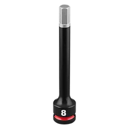 SHOCKWAVE Impact Duty 3/8" Drive 4" Hex 8mm Bit Socket standing upright on a plain background.