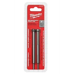 Packaged set of two 1-inch Retractable Pilot Pins with a red cardboard backing, indicating faster alignment and improved visibility.