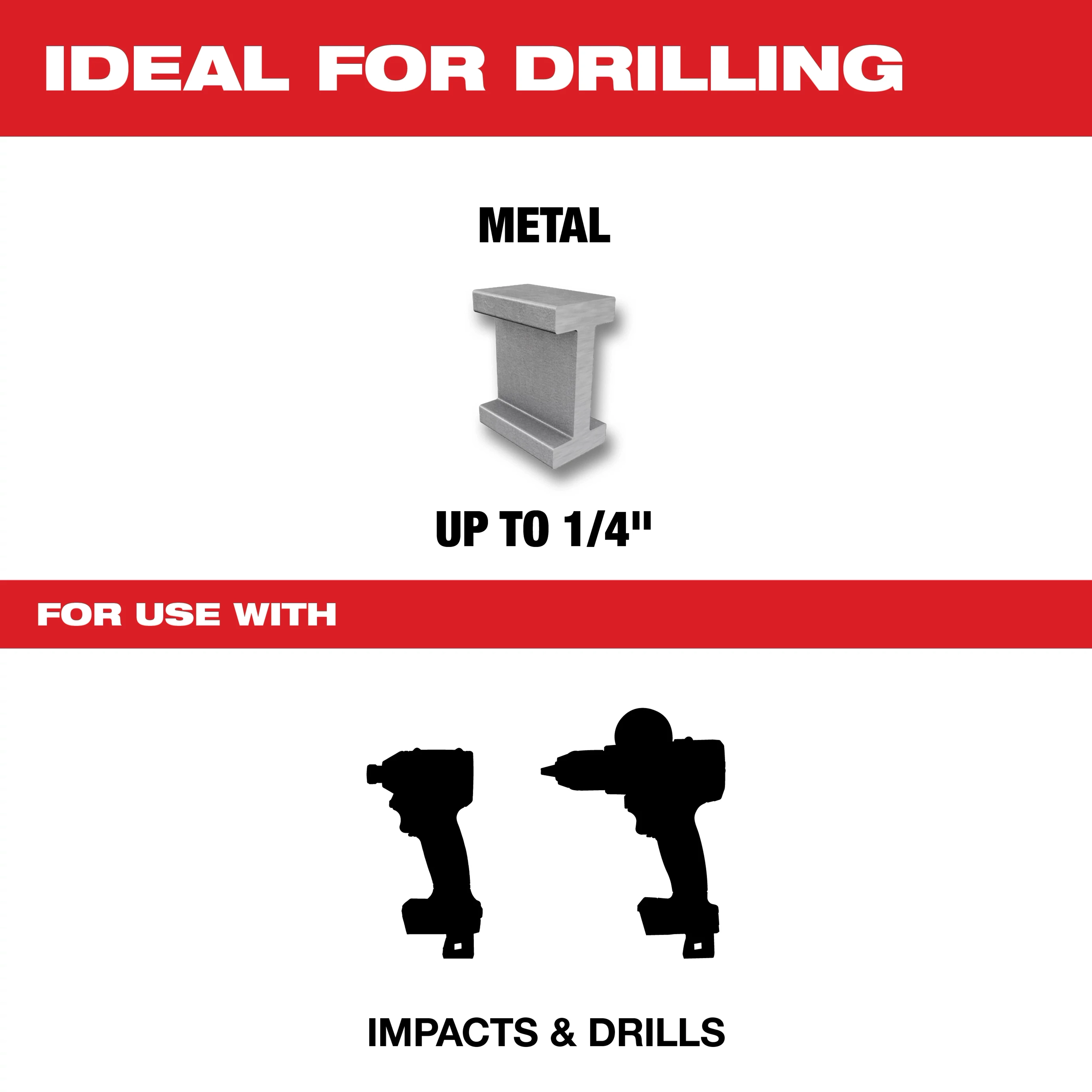 Drill Taps are ideal for drilling metal up to 1/4 inch and can be used with impacts and drills.