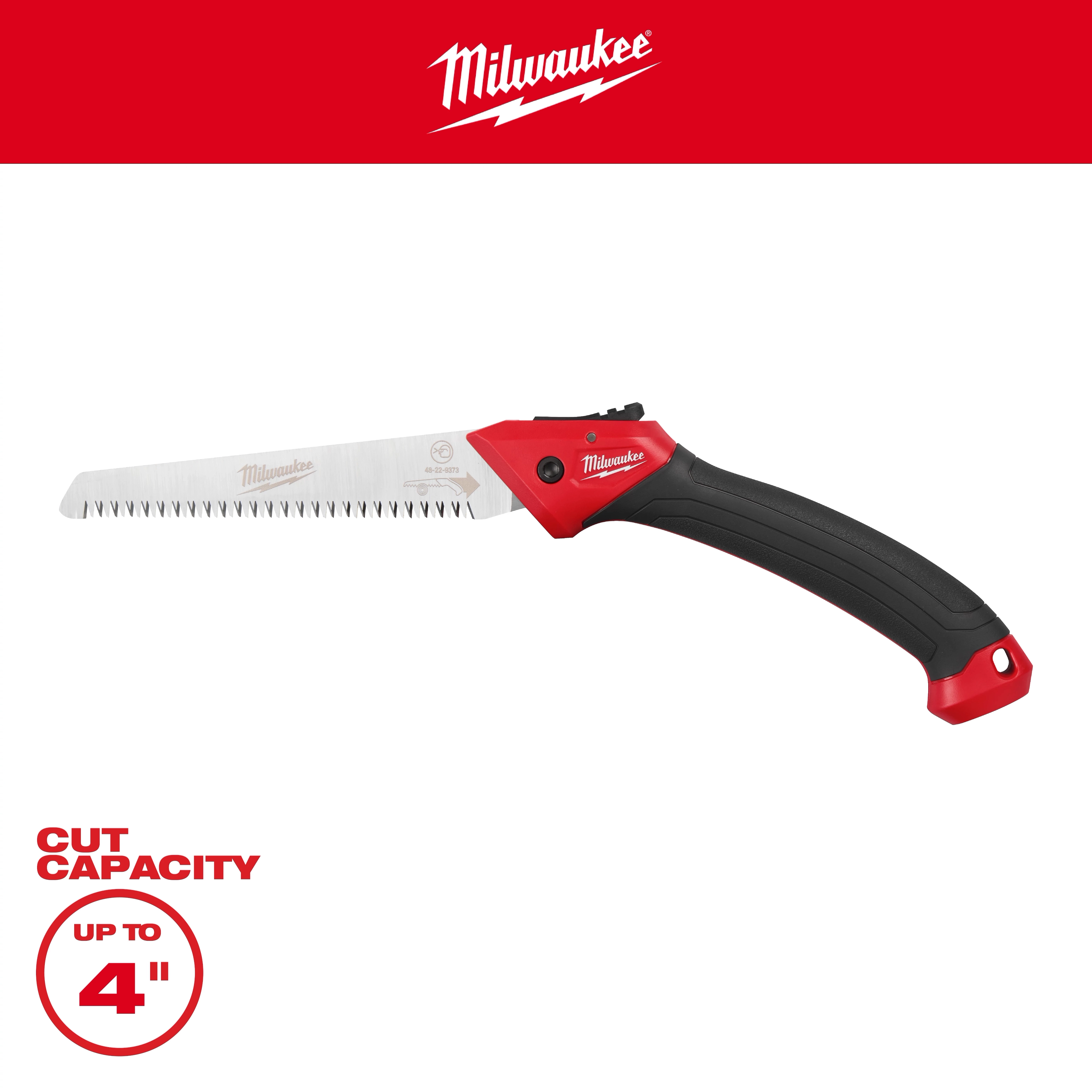 7” Folding Pruning Saw – Straight Blade with a curved handle and serrated blade on a plain background.