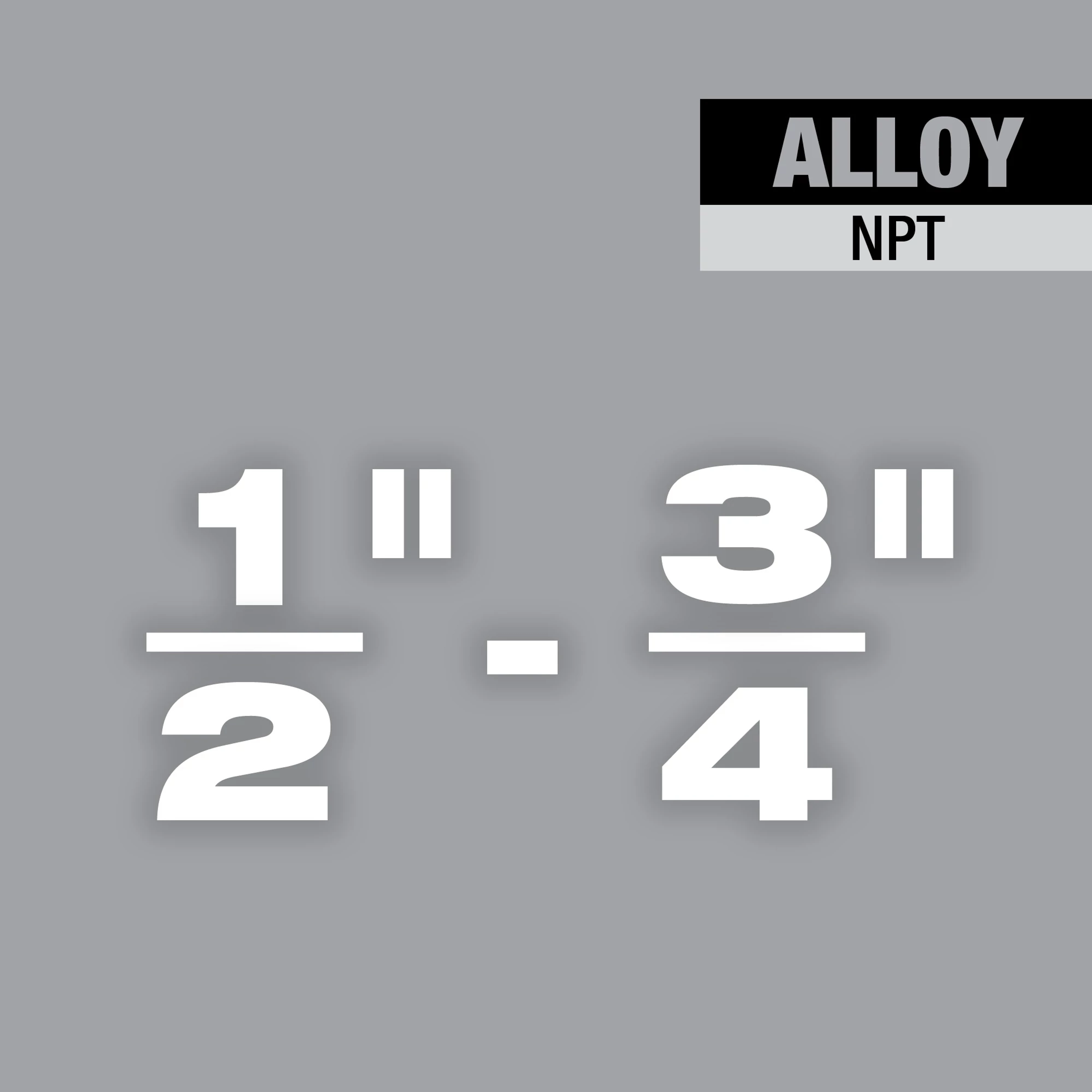 Universal Dies Image Reel displaying NPT alloy die sizes: 1/2 inch, 3/4 inch, 1 inch, 3 inch. Background is gray with black and white text.