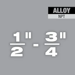 Universal Dies Image Reel displaying NPT alloy die sizes: 1/2 inch, 3/4 inch, 1 inch, 3 inch. Background is gray with black and white text.