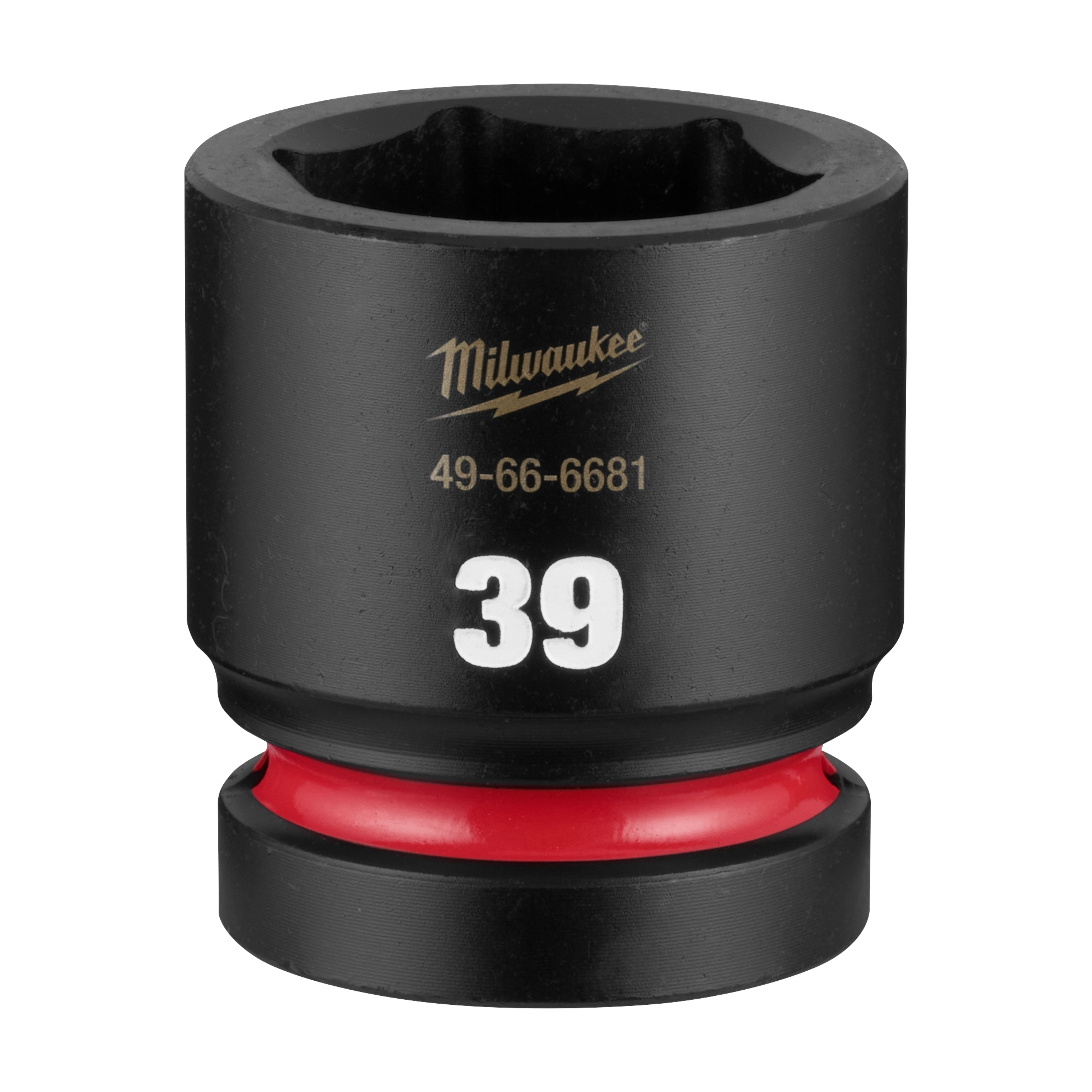 SHOCKWAVE Impact Duty 1" Drive 39mm Standard 6 Point Socket standing upright with visible size marking 39.