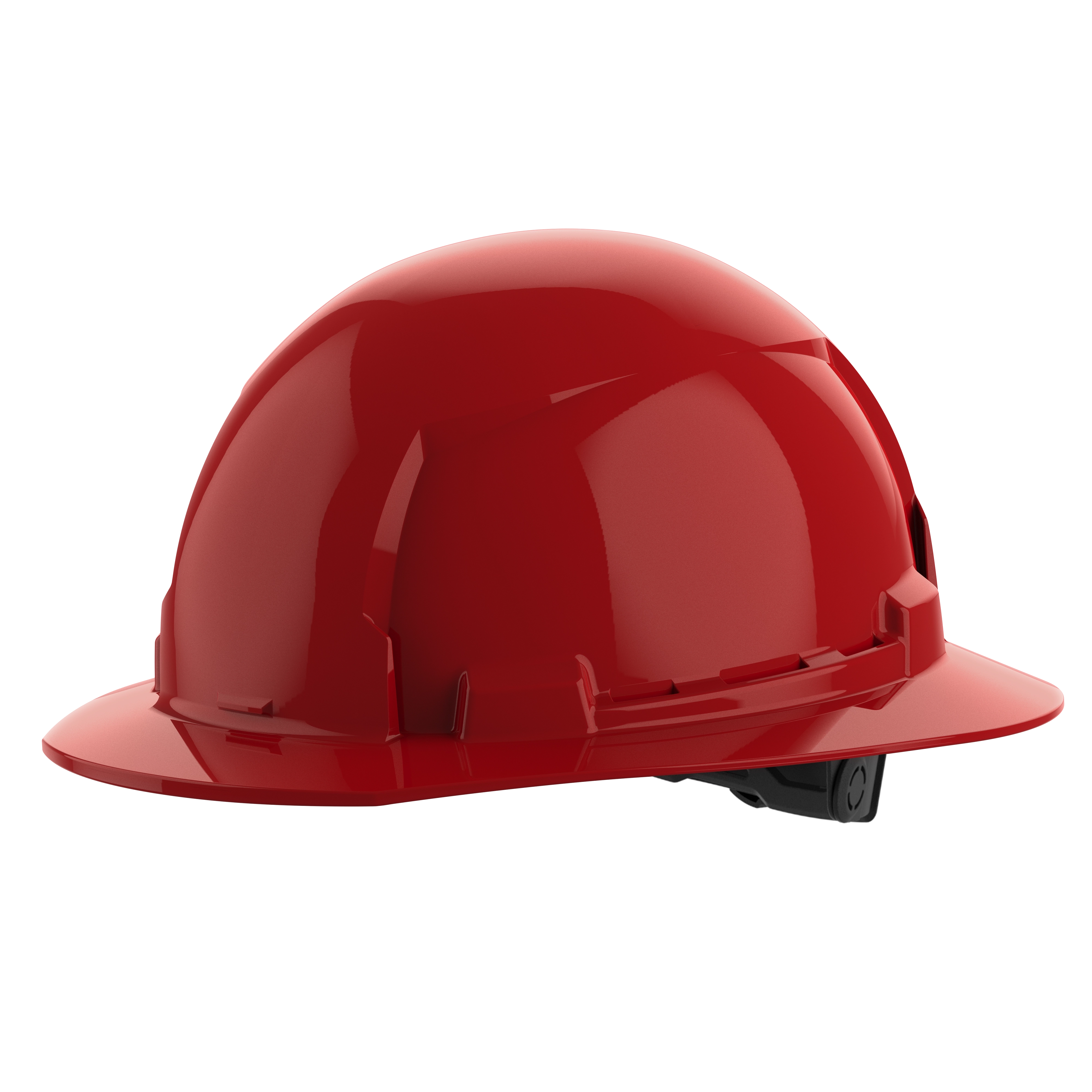 BOLT Red Full Brim Hard Hat w/6pt Ratcheting Suspension (USA) - Type 1, Class E on a plain background