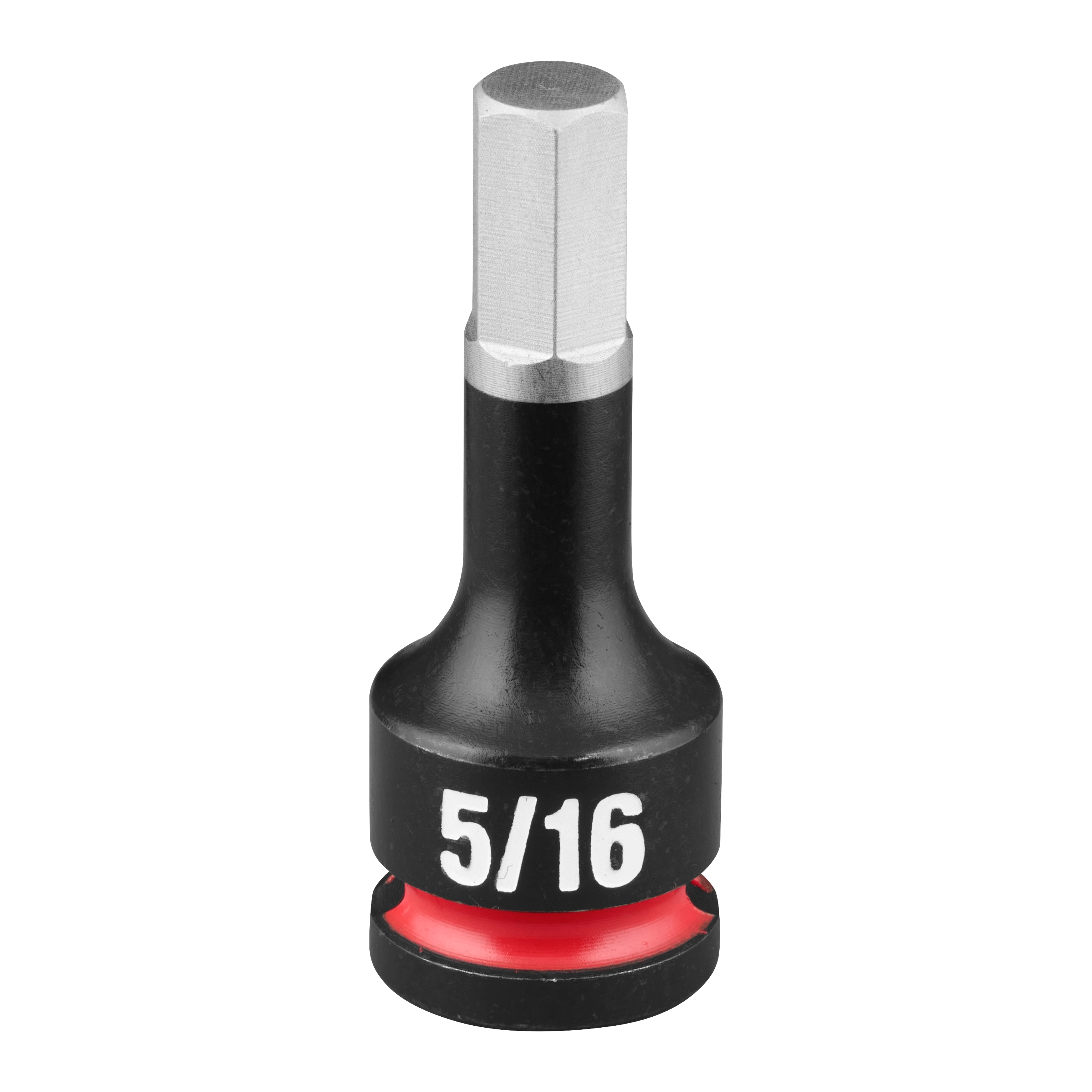 The SHOCKWAVE Impact Duty 3/8" Drive 2" Hex 5/16" Bit Socket is a black, durable tool with a metallic hexagonal tip.