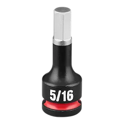 The SHOCKWAVE Impact Duty 3/8" Drive 2" Hex 5/16" Bit Socket is a black, durable tool with a metallic hexagonal tip.