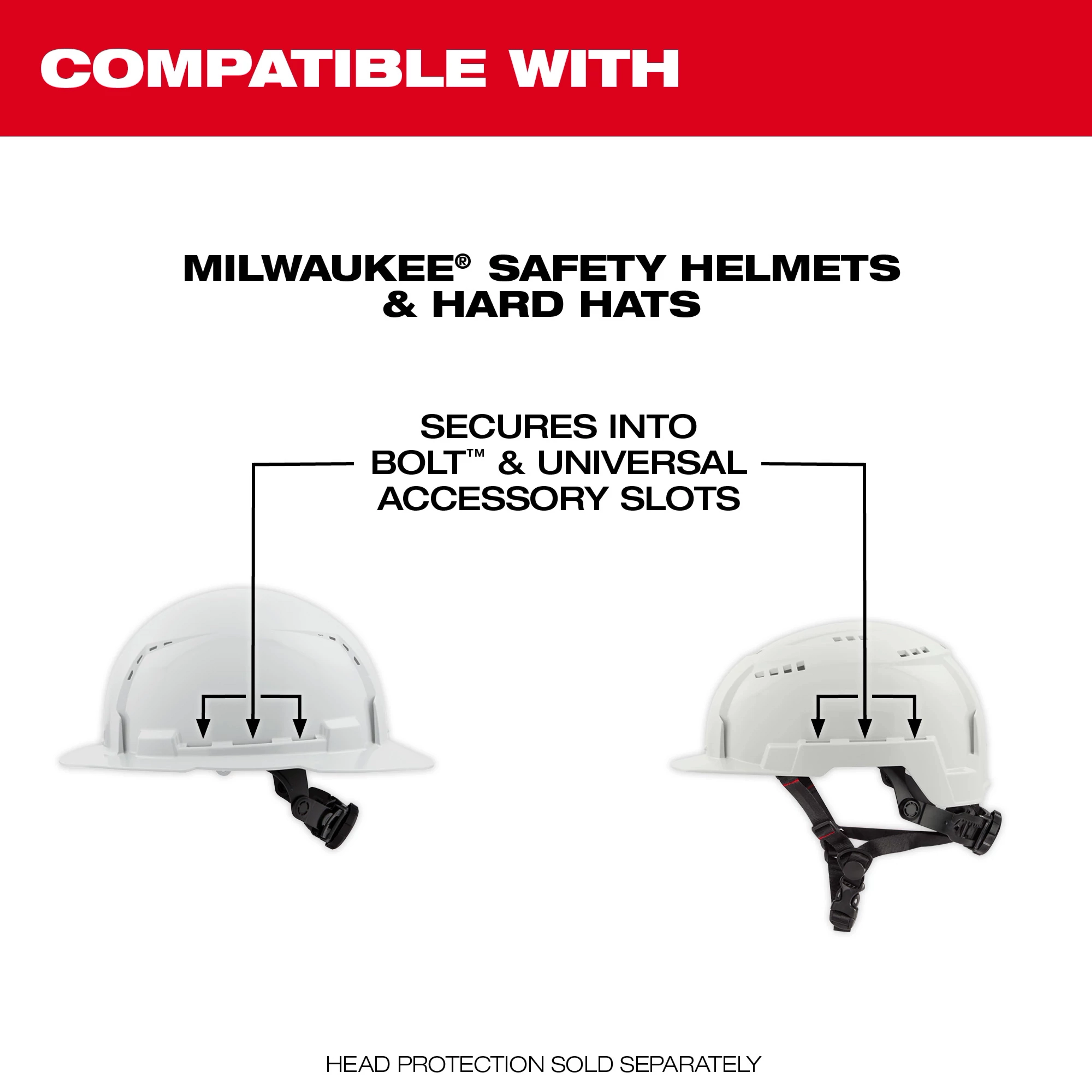BOLT™ Compatibility Universal and Front Slots Helmets and Hard Hats