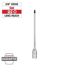 3/8" Drive 5/32" Long Ball End Hex Bit Socket with a long reach design, lifetime guarantee, and labeled SAE and ball end hex.