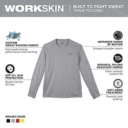 WORKSKIN Lightweight Performance Shirt – Long Sleeve features custom sweat-wicking fabric, UPF 50+ sun protection, and durable, odor-resistant material.