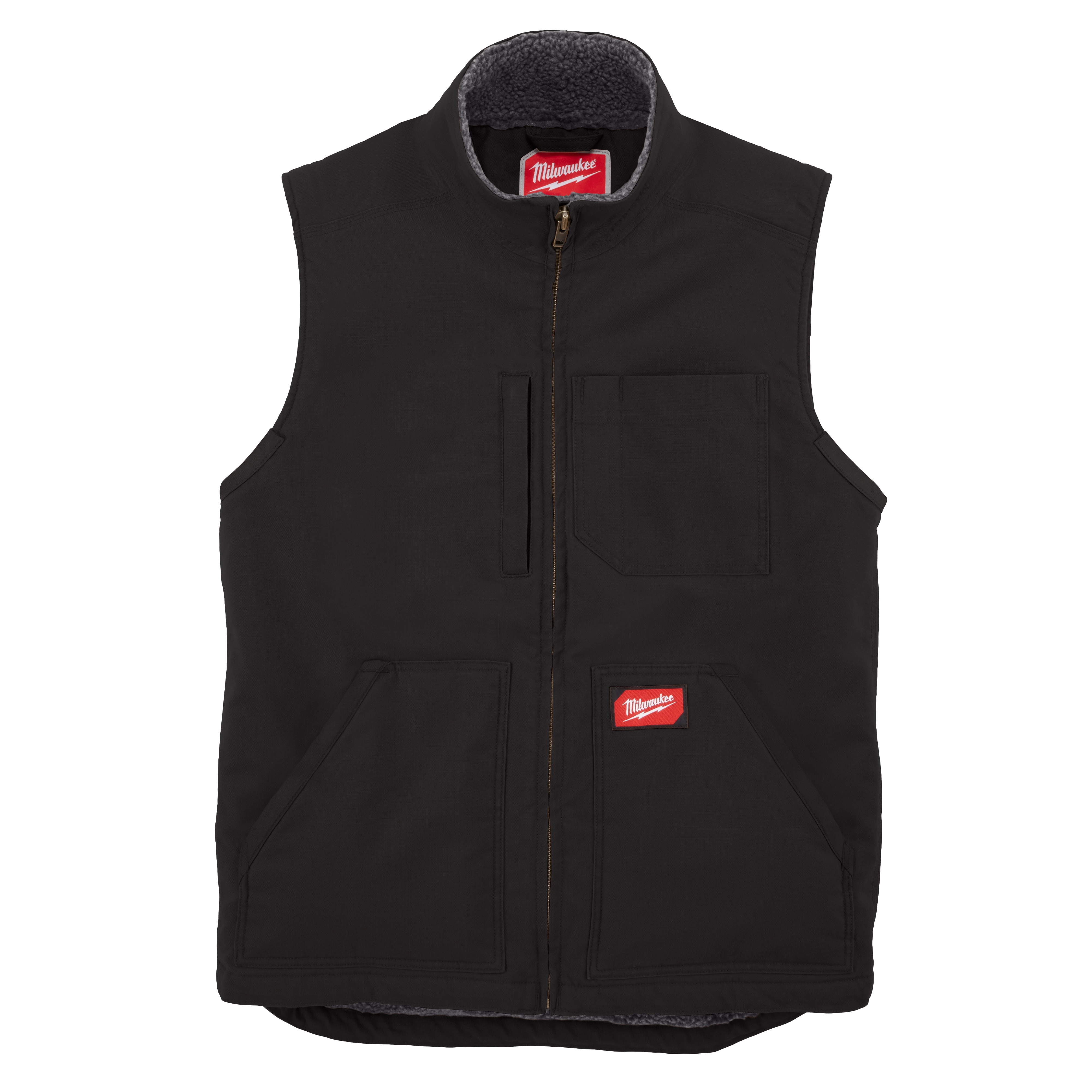 Black heavy duty sherpa-lined vest