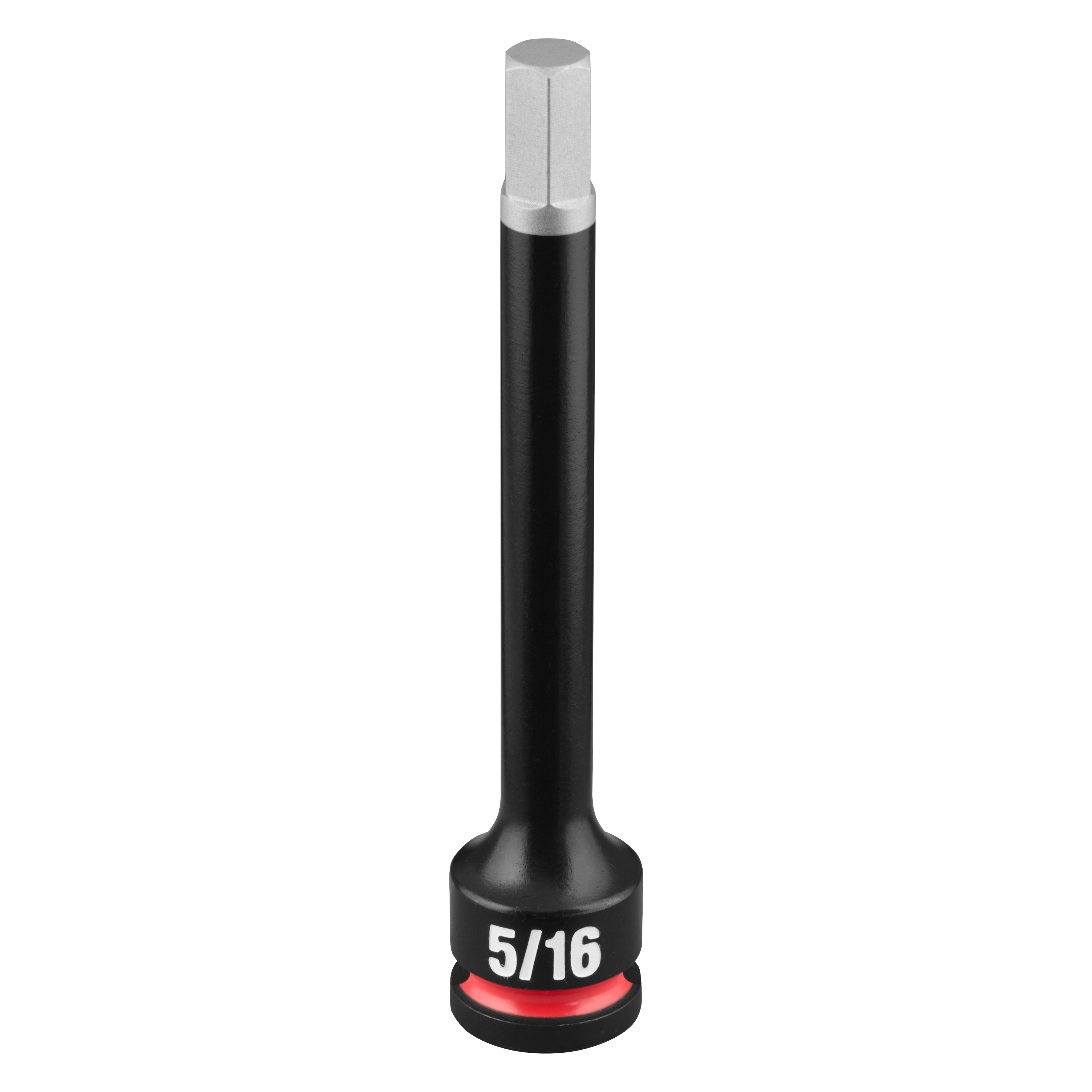 SHOCKWAVE Impact Duty 3/8" Drive 4" Hex 5/16" Bit Socket standing upright with 5/16 marking on the base.
