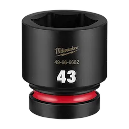 SHOCKWAVE Impact Duty 1" Drive 43mm Standard 6 Point Socket standing upright with a red ring near the base.