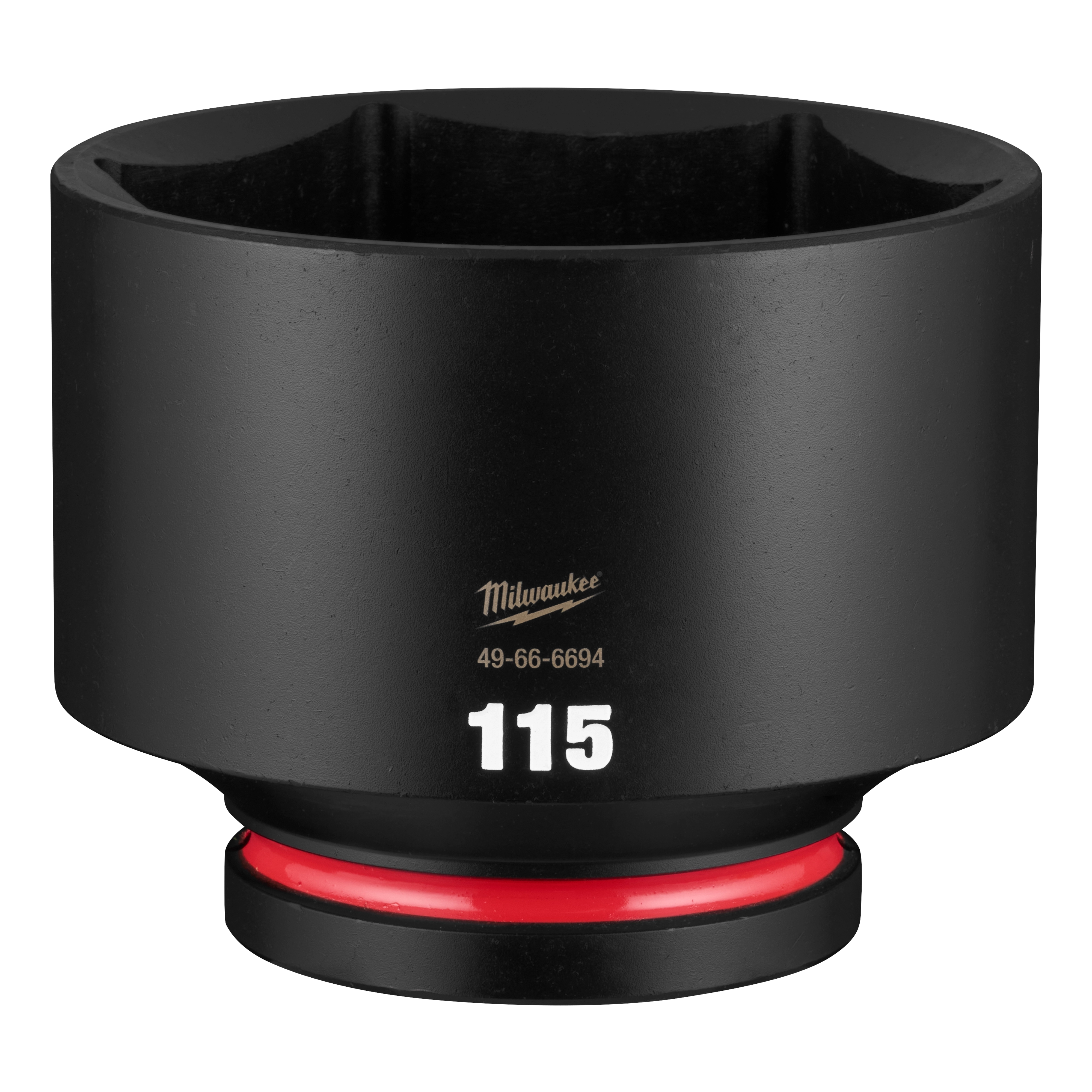 SHOCKWAVE Impact Duty 1" Drive 115mm Standard 6 Point Socket standing upright with visible size marking 115.