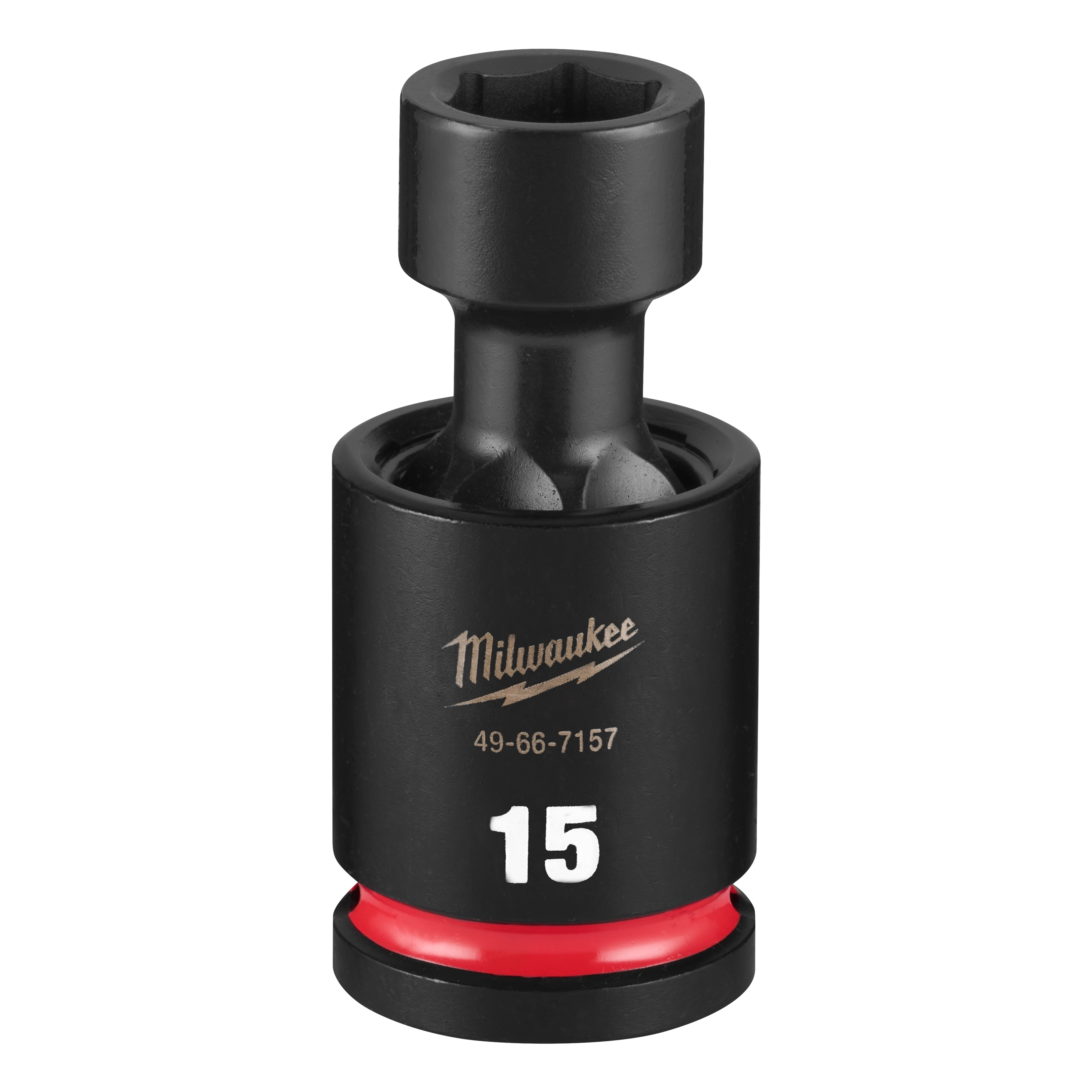 SHOCKWAVE Impact Duty 1/2" Drive 15MM Standard Swivel Socket standing upright with a visible 15 marking.