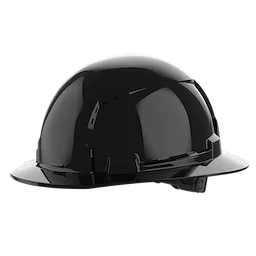 BOLT Black Full Brim Vented Hard Hat w/6pt Ratcheting Suspension (USA) - Type 1, Class C on a plain background