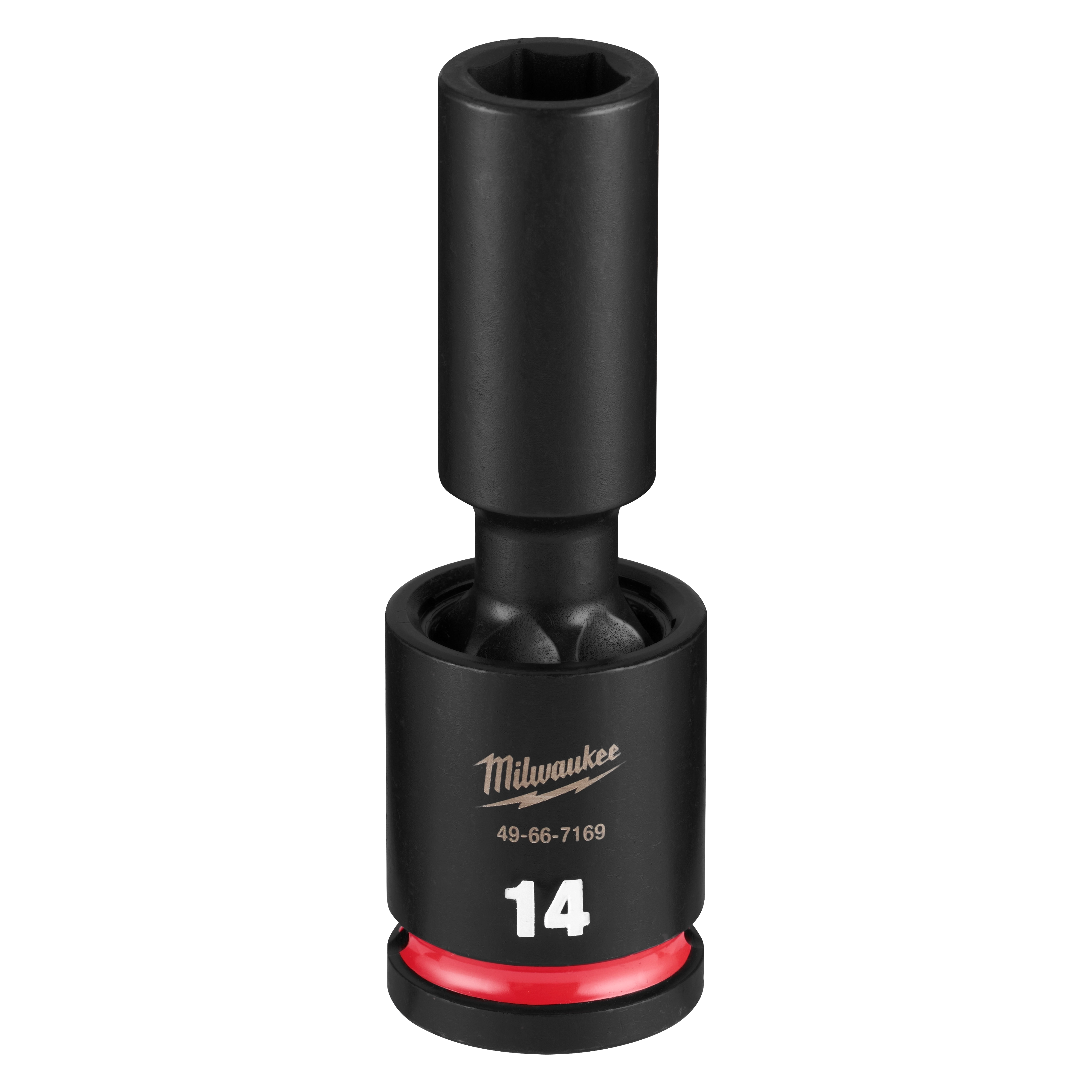 SHOCKWAVE Impact Duty 1/2" Drive 14MM Deep Swivel Socket standing upright on a plain background.