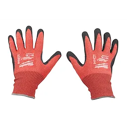Cut Level 4 Nitrile Dipped Glove, featuring a red and black design with nitrile coating on the fingers and palms, shown in XL size.
