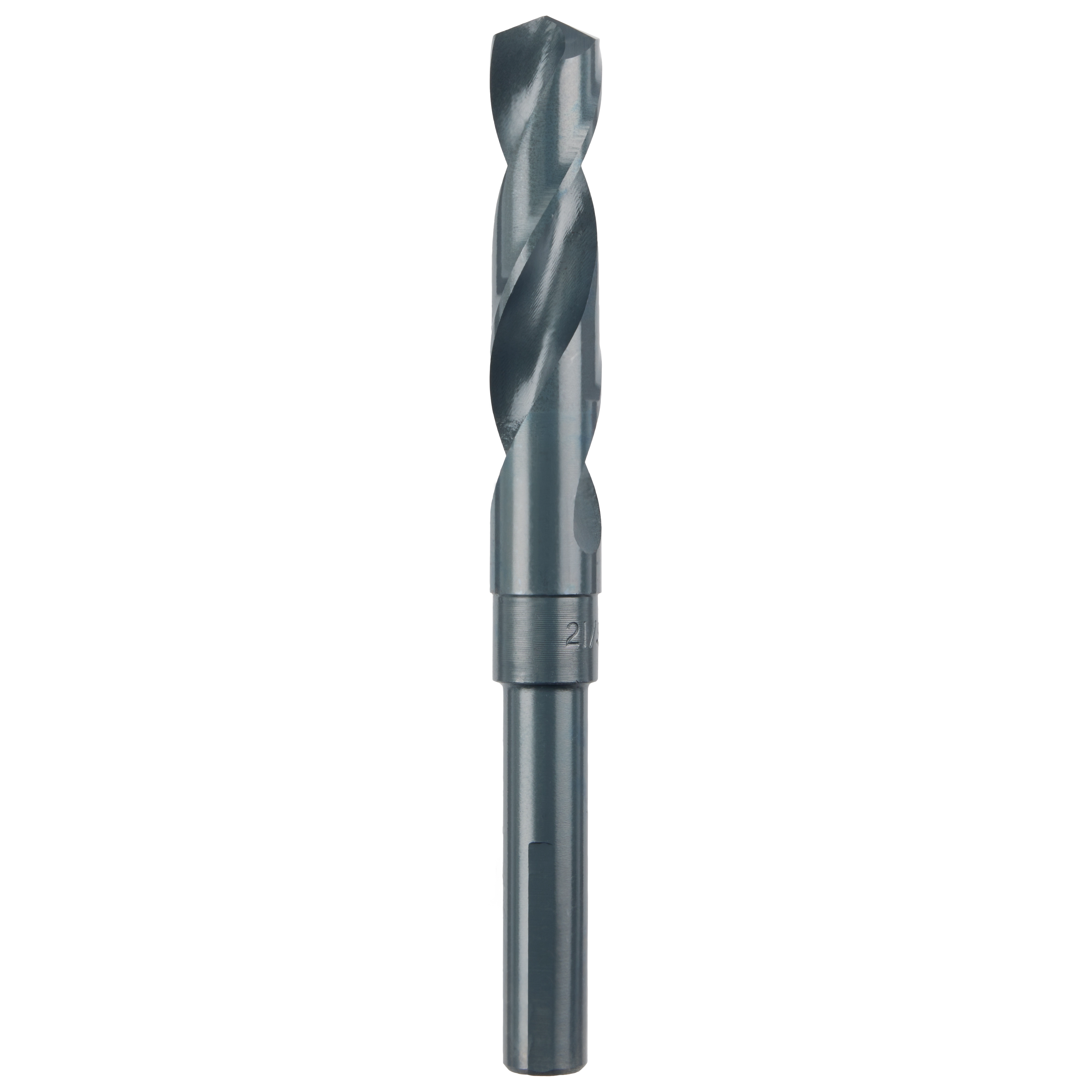 21/32" S&D Black Oxide Drill Bit with a spiral design, cylindrical body, and black oxide finish for durability and precision drilling.