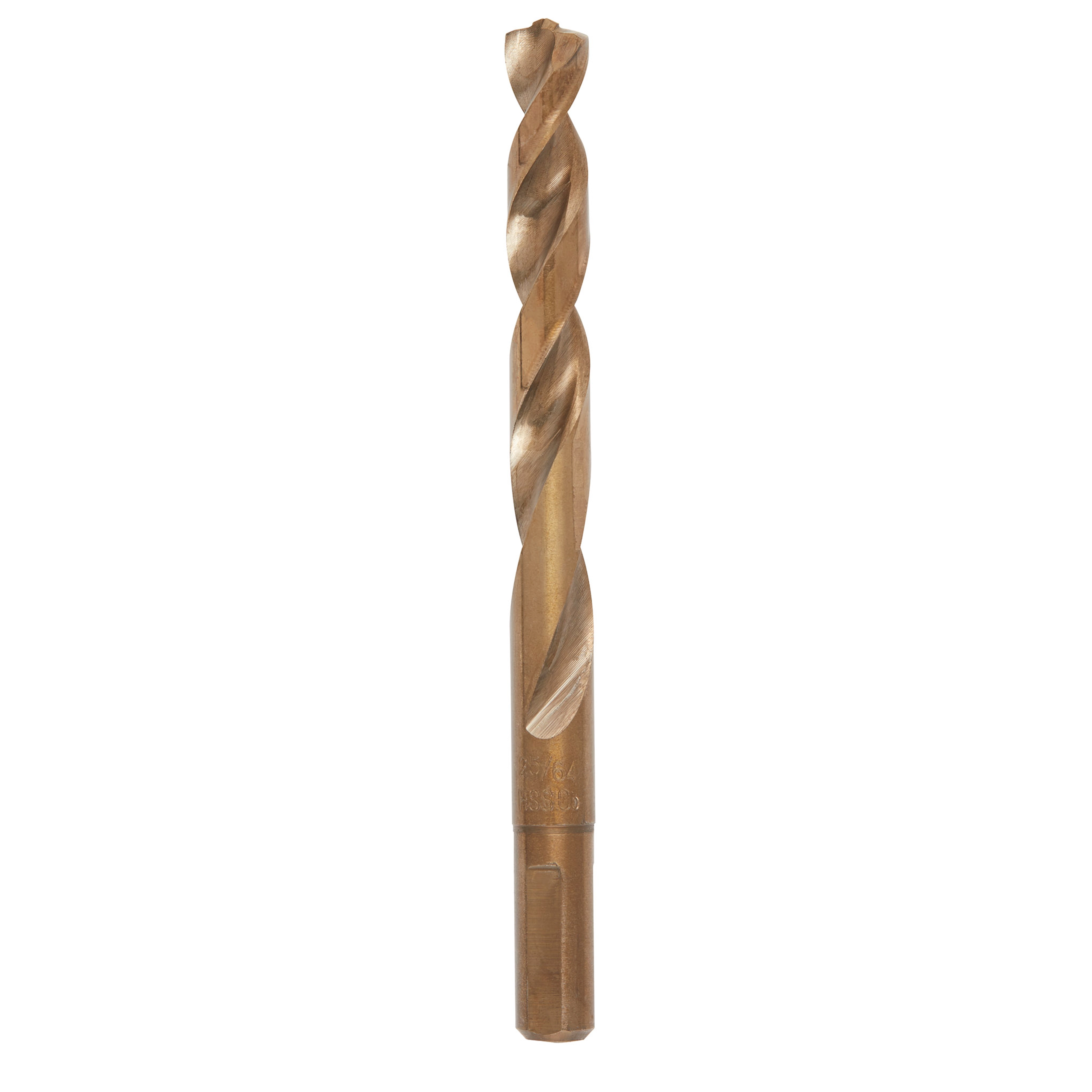 RED HELIX Cobalt 25/64" Drill Bit features a twisted design, bronze finish, and sturdy construction for drilling tough materials effectively.