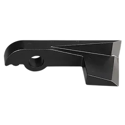 The M18 FUEL™ Covered Conductor Cable Stripper features a black, angular metal design with a hole and grooved edges for precise stripping of conductor cables. Its sturdy build ensures durability and efficient performance in professional settings.