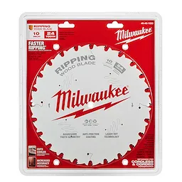 Milwaukee 10" 24T Ripping Circular Saw Blade with aggressive tooth geometry, anti-friction coating, and laser cut technology.