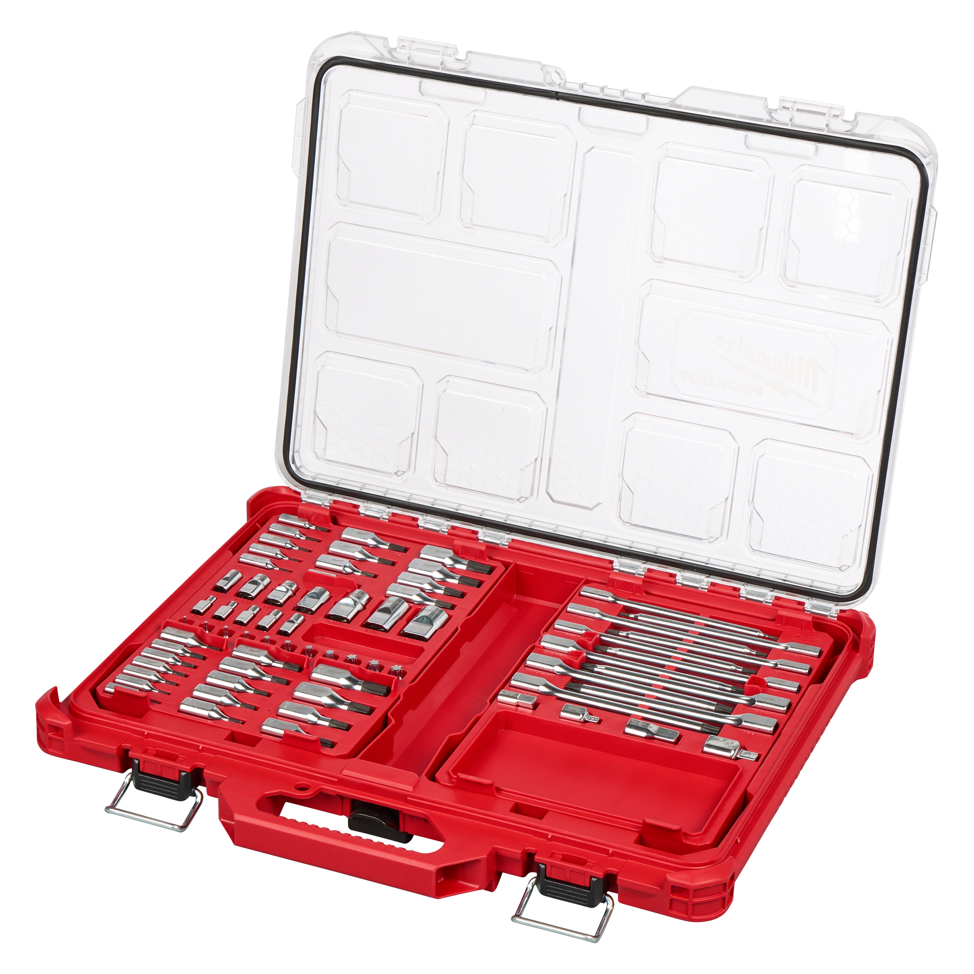 67pc 1/4”, 3/8”, and 1/2” Drive TORX Bit Socket Set with PACKOUT Low-Profile Organizer open to show arranged bits and sockets.
