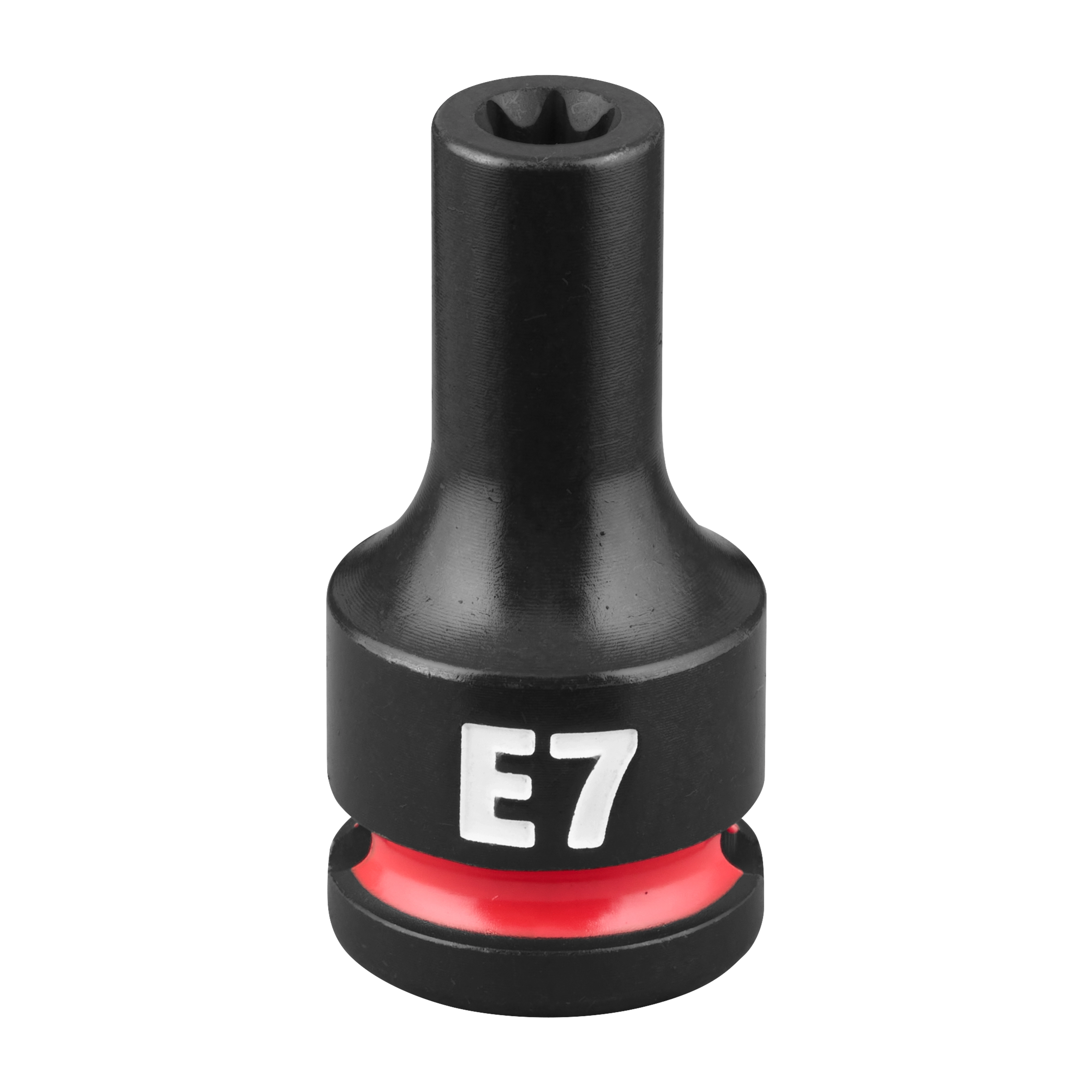 The SHOCKWAVE Impact Duty 3/8" Drive E-Torx E7 Bit Socket is a black, cylindrical socket with "E7" marked in white text.