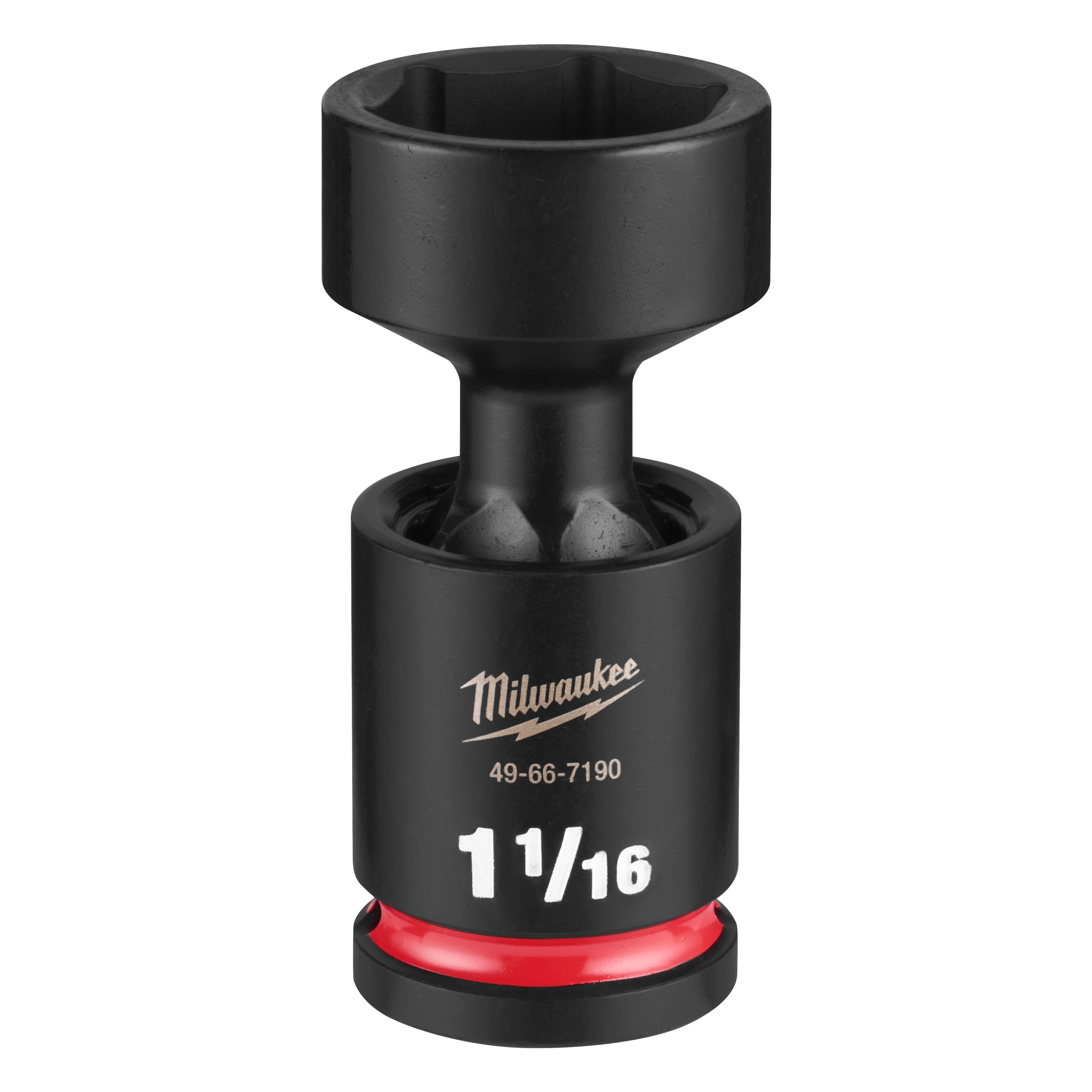 Black SHOCKWAVE Impact Duty 1/2" Drive 1-1/16" Standard Swivel Socket with a red ring near the base.
