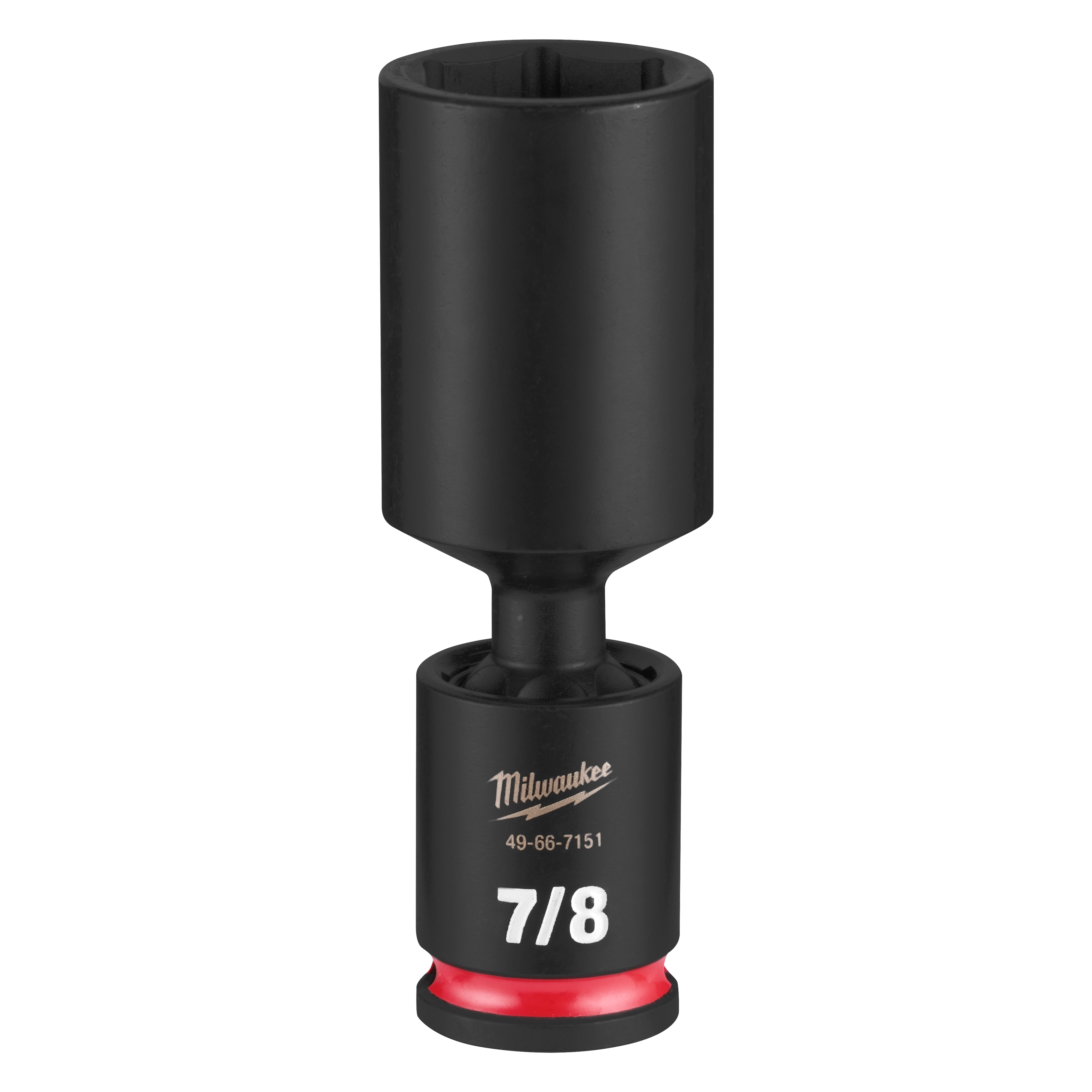 SHOCKWAVE Impact Duty 3/8" Drive 7/8" Deep Swivel Socket standing upright with 7/8 marking visible.