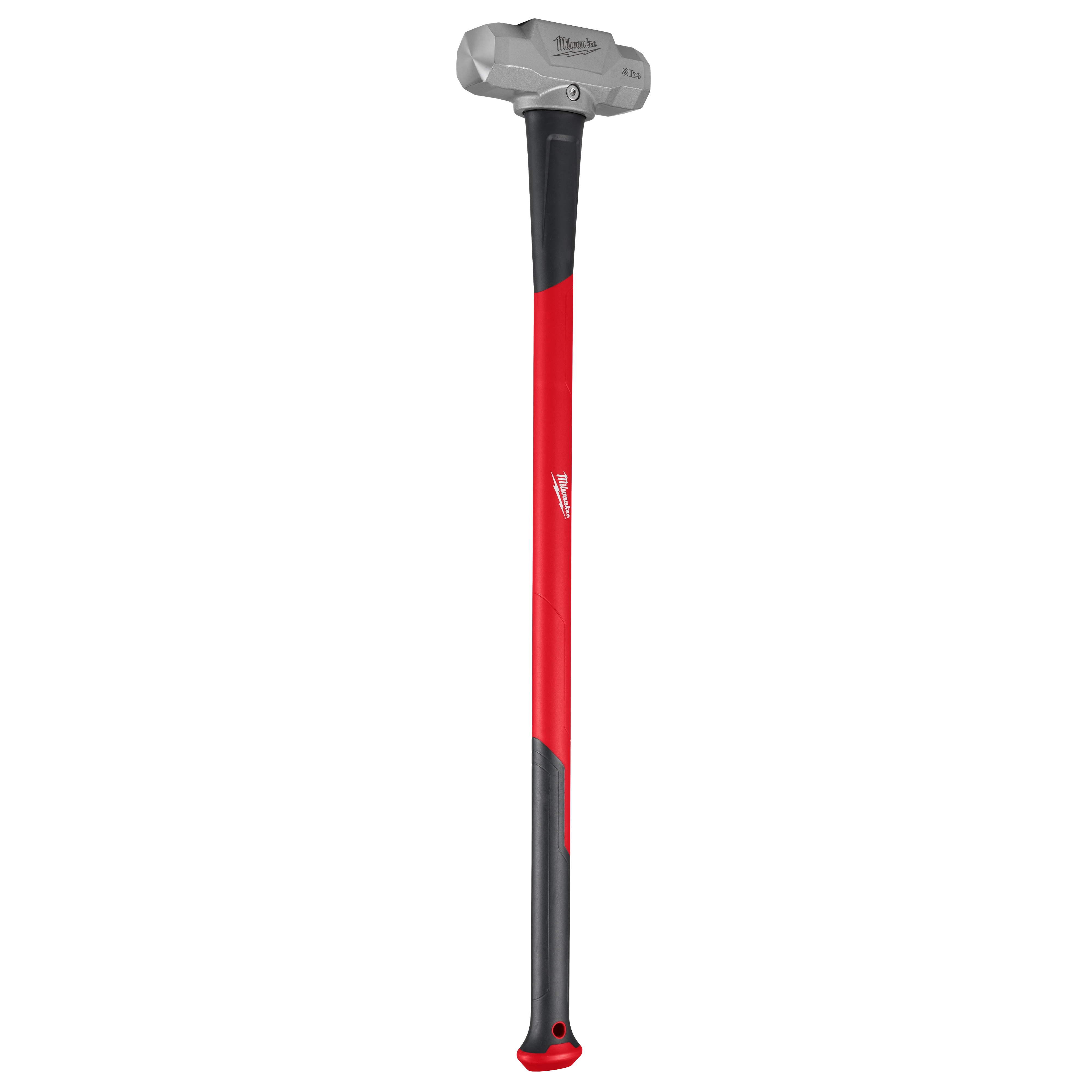 The product image features an 8lb Sledge Hammer with a 36-inch handle. The hammer has a silver head and a long, red and black handle, designed for heavy-duty use and powerful impact. The handle includes an ergonomic grip for comfort and control.