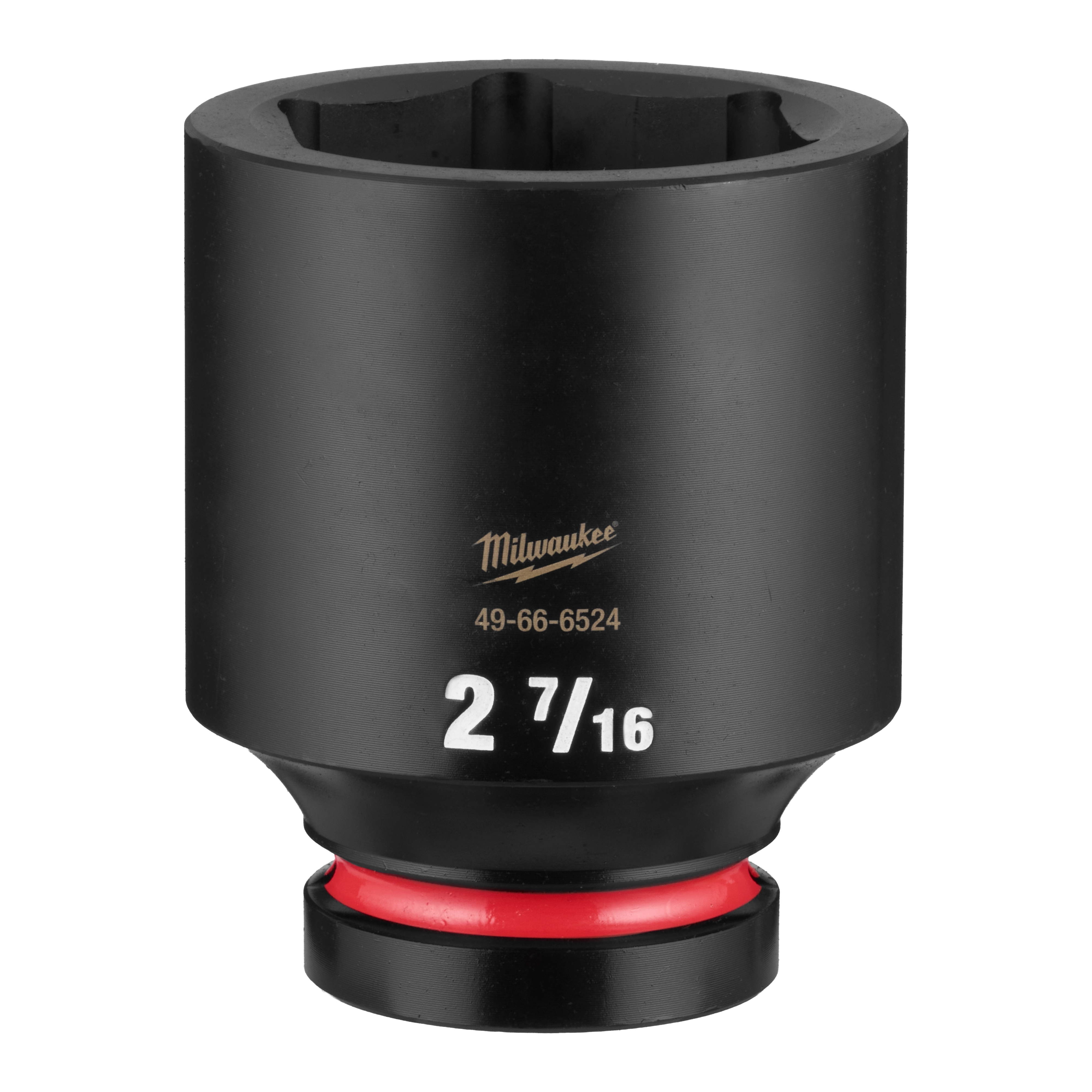 SHOCKWAVE Impact Duty 1" Drive 2-7/16" Deep 6 Point Socket standing upright with size marking visible.