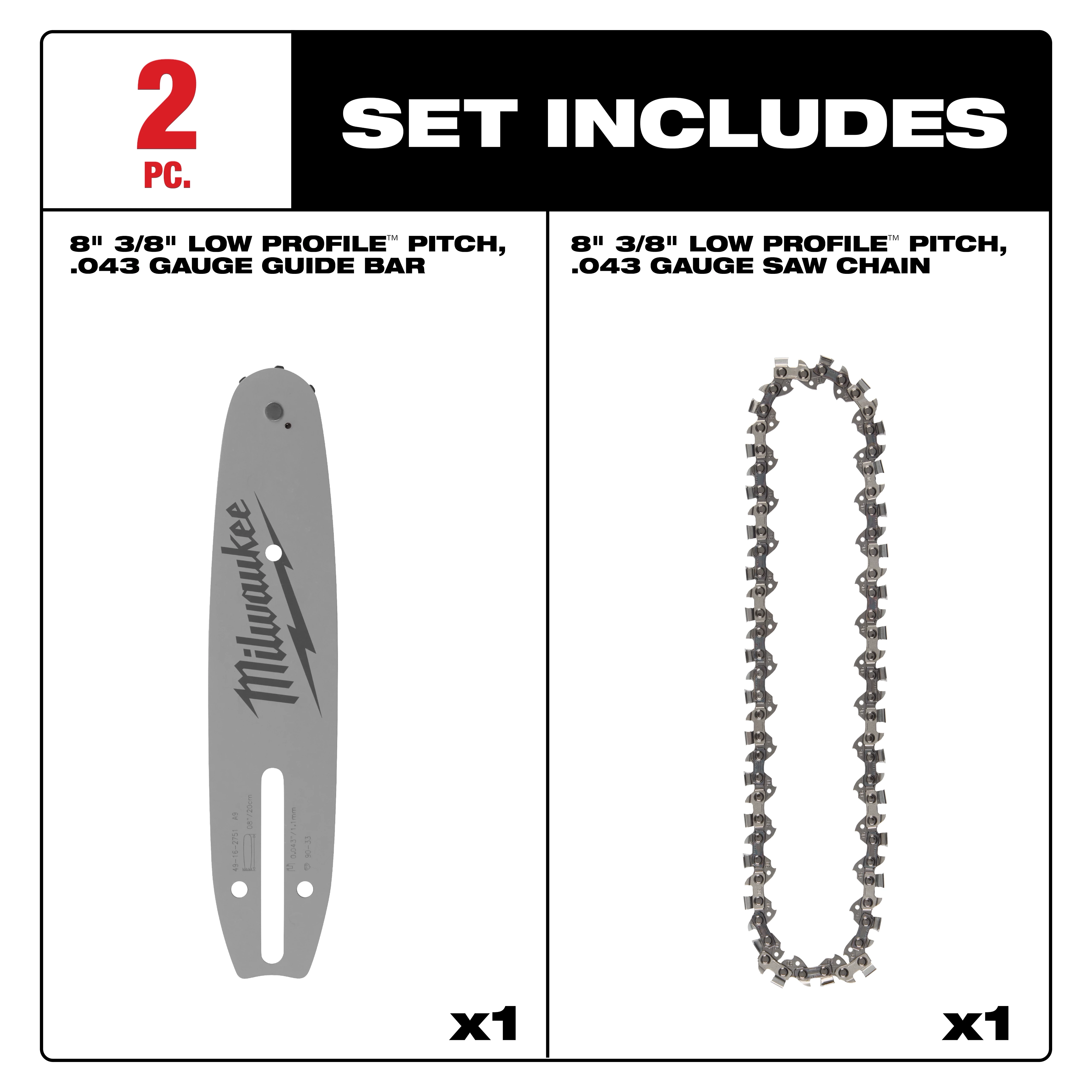 thumbnail image 2 of V-MODEST 16 Inch Chainsaw Chain (5-Pack) - 3/8 LP Pitch, 56 Drive Links, 0.043 Gauge For Milwaukee, DEWALT, EGO 2 of 4