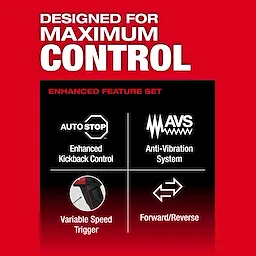 M18 FUEL 1-9/16" SDS Max Rotary Hammer with ONE-KEY features AutoStop, Anti-Vibration System, Variable Speed Trigger, and Forward/Reverse.