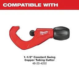 1-1/2" Constant Swing Copper Tubing Cutter in red, labeled 48-22-4252, shown against a white and red background indicating compatibility.