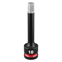 SHOCKWAVE Impact Duty 1/2" Drive 4" Hex 10mm Bit Socket standing upright on a plain background.
