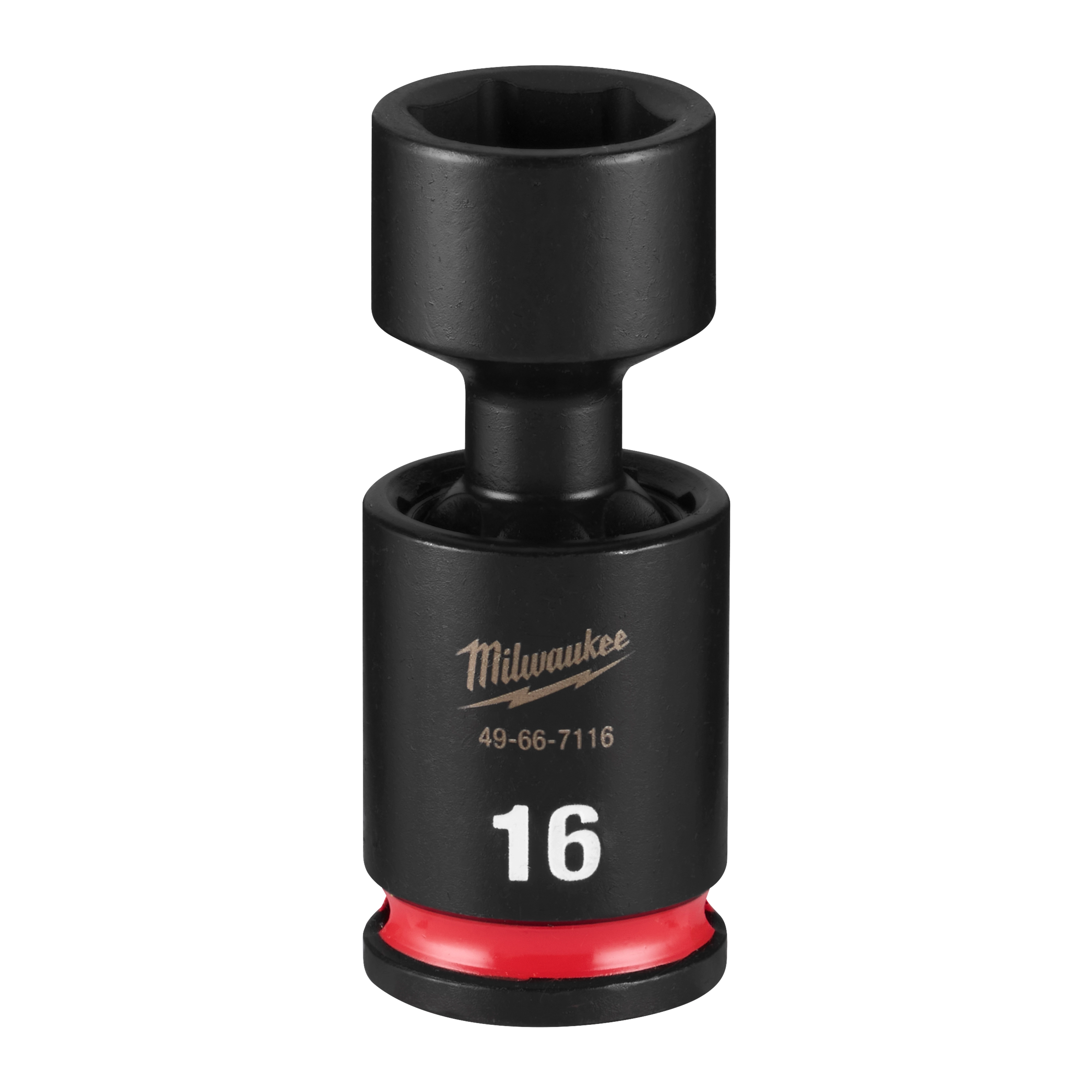 SHOCKWAVE Impact Duty 3/8" Drive 16MM Standard Swivel Socket standing upright on a plain background.