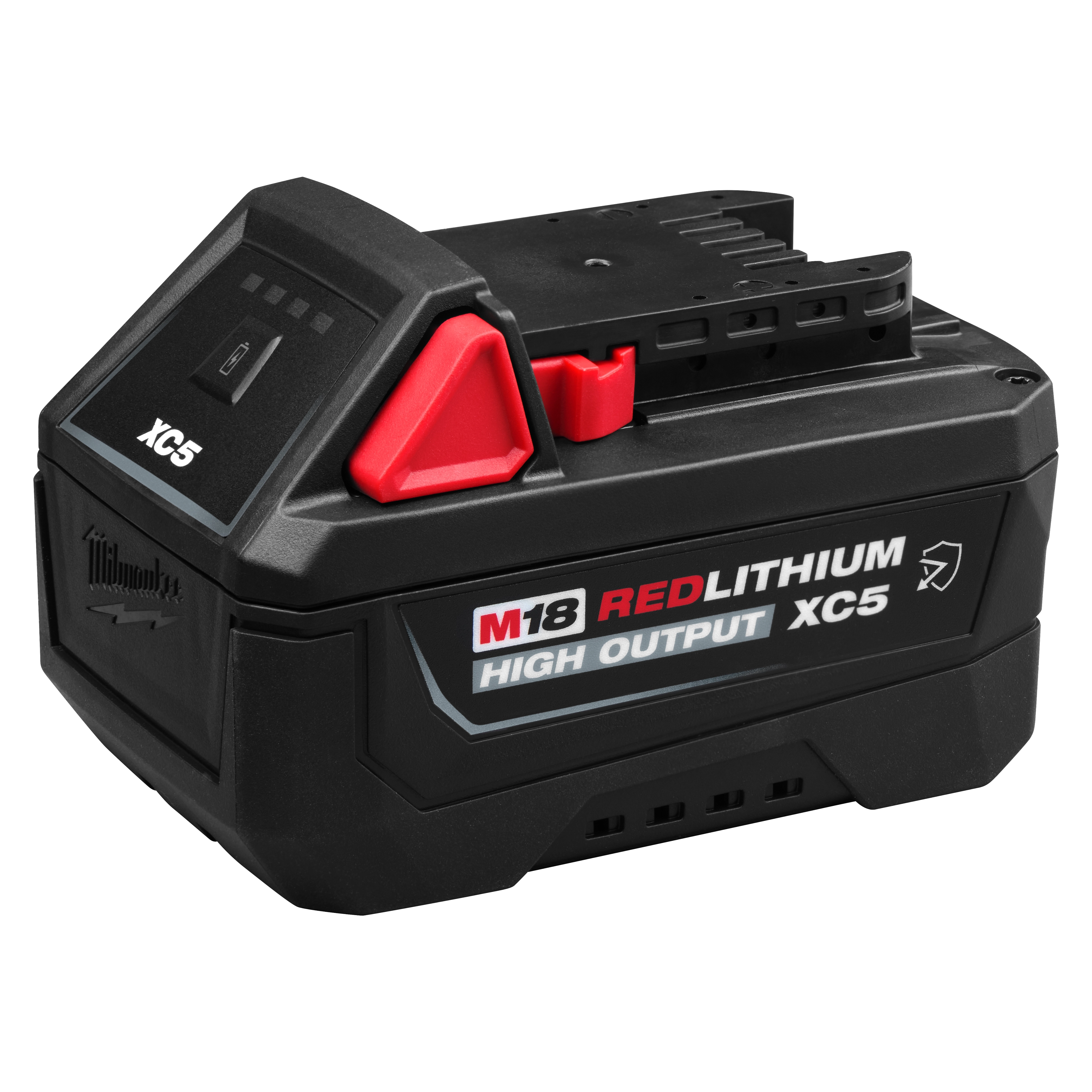 M18 REDLITHIUM HIGH OUTPUT XC5 Resistant Battery Pack resting on a plain white background.