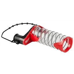 SDS Plus DUST TRAP Drilling Shroud with a clear spiral tube, red accents, and black attachment strap for controlling dust during drilling.