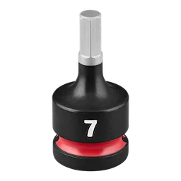 SHOCKWAVE Impact Duty 1/2" Drive 2" Hex 7mm Bit Socket standing upright on a plain background.