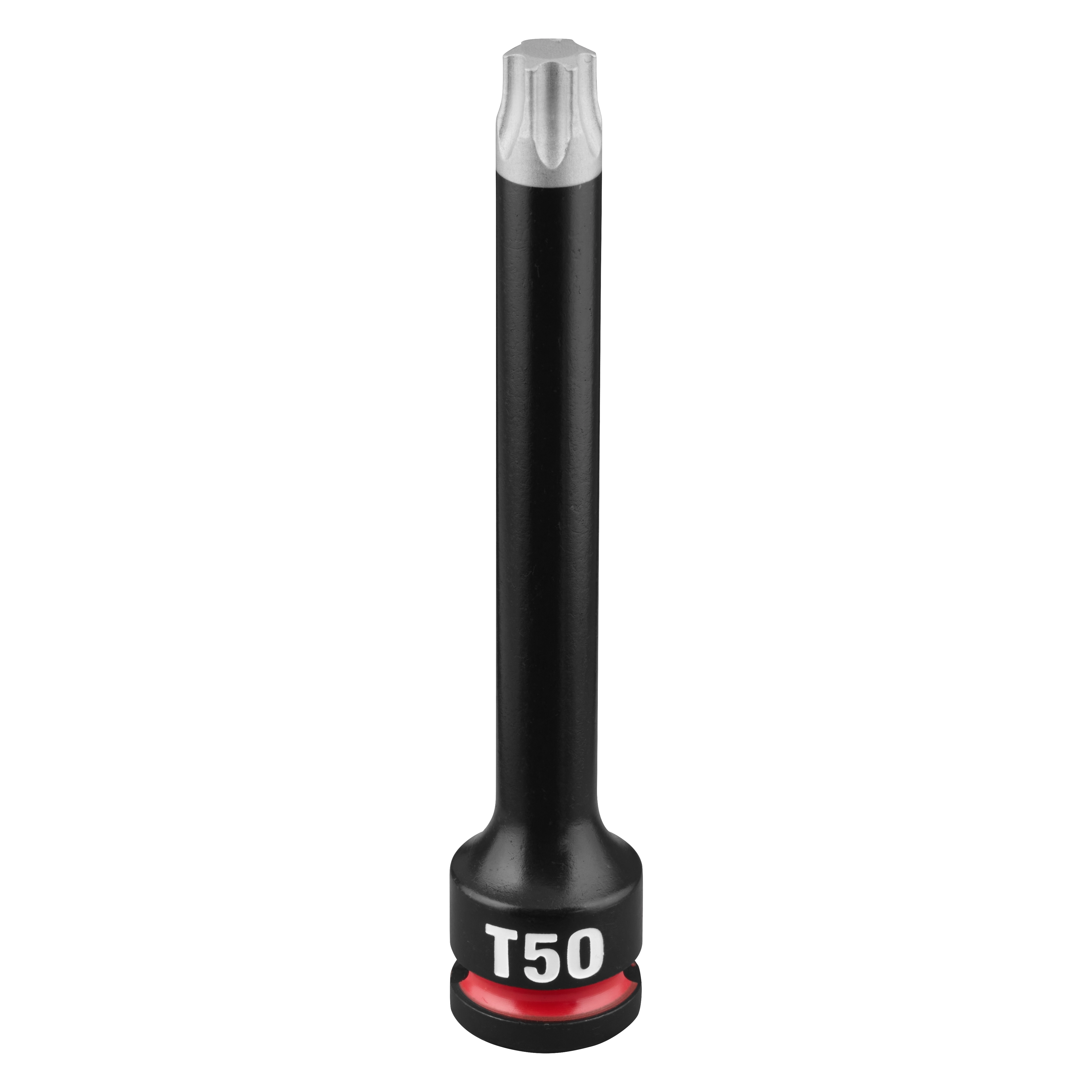 SHOCKWAVE Impact Duty 3/8" Drive 4" Torx T50 Bit Socket standing upright with T50 label on the base.