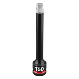 SHOCKWAVE Impact Duty 3/8" Drive 4" Torx T50 Bit Socket standing upright with T50 label on the base.