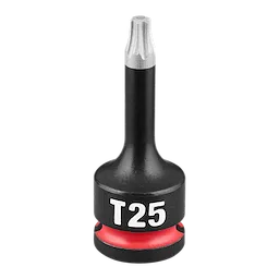 The SHOCKWAVE Impact Duty 3/8" Drive 2" Torx T25 Bit Socket is a black tool with a red ring, featuring a T25 marking on its body.
